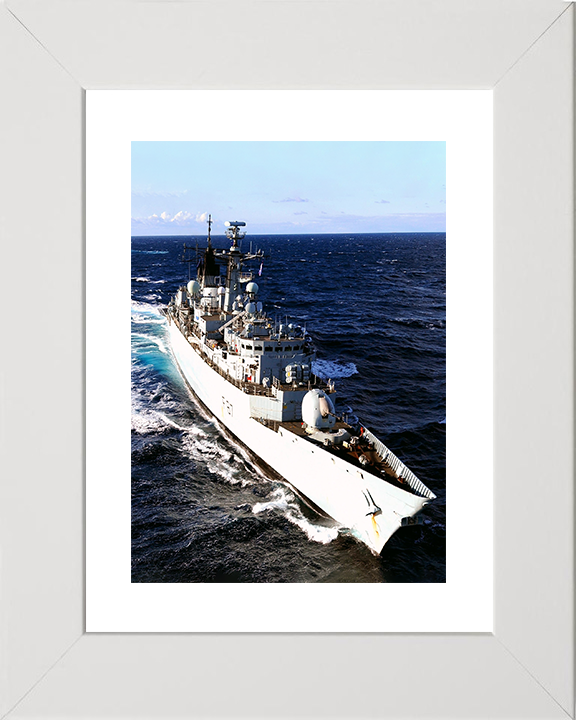 HMS Chatham (F87) Royal Navy Type 22 Frigate High Bow View Photo Print Wall Art Decor Posters, Prints, & Visual Artwork Hampshire Prints 10 x 8 White Frame Yes