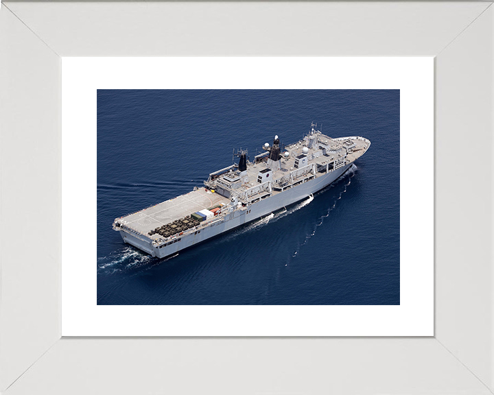 HMS Albion (L14) Royal Navy Albion Class Amphibious Ship Starboard View From Above Photo Print Wall Art Naval Decor Posters, Prints, & Visual Artwork Hampshire Prints 10 x 8 White Frame Yes