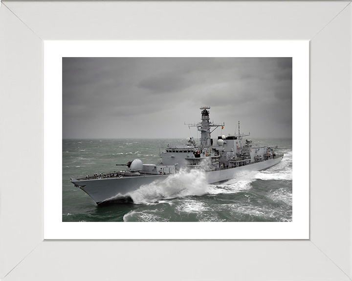HMS Kent (F78) Photo Print - at sea 2010 - Royal Navy Type 23 Frigate Hampshire Prints 10 x 8 White Frame Yes