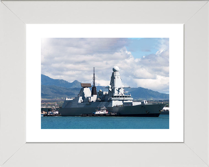 HMS Daring (D32) Royal Navy Type 45 Destroyer Coming Alongside Photo Print Wall Art Decor Posters, Prints, & Visual Artwork Hampshire Prints 10 x 8 White Frame Yes