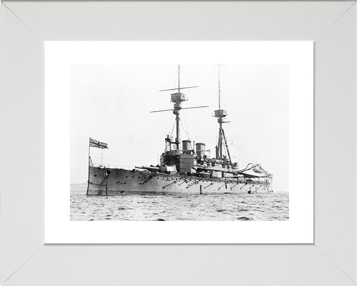 HMS Agamemnon (1906) Royal Navy Lord Nelson Class Battleship Photo Print Port Bow View Warship Wall Art Posters, Prints, & Visual Artwork Hampshire Prints 10 x 8 White Frame Yes