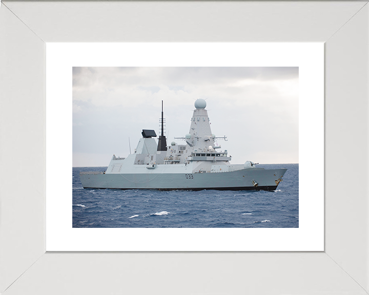 HMS Dauntless (D33) Royal Navy Type 45 Destroyer Starboard Beam View Photo Print Wall Art Decor Posters, Prints, & Visual Artwork Hampshire Prints 10 x 8 White Frame Yes