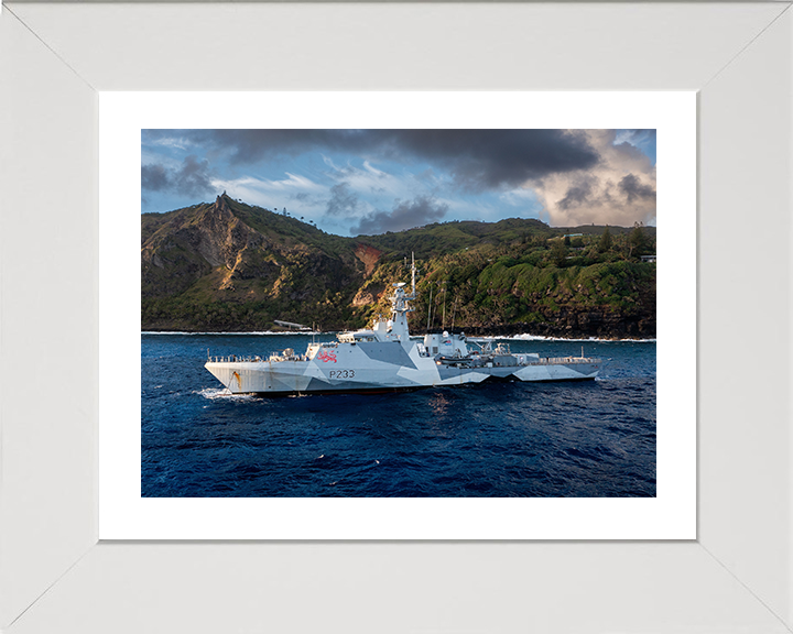 HMS Tamar (P233) Photo Print - South Pacific - Royal Navy River Class Patrol Vessel Hampshire Prints 10 x 8 White Frame Yes