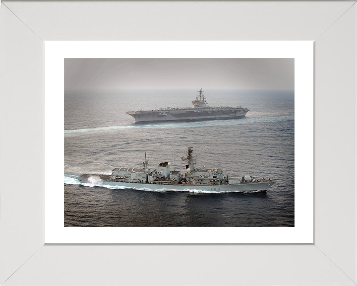 HMS St Albans (F83) Photo Print - With USS George W Bush - Royal Navy Type 23 Frigate Hampshire Prints 10 x 8 White Frame Yes