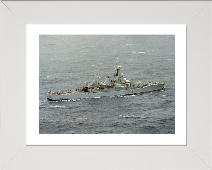 HMS Naiad (F39) Photo Print - Atlantic 1981 - Royal Navy Leander Class Frigate Hampshire Prints 10 x 8 White Frame Yes