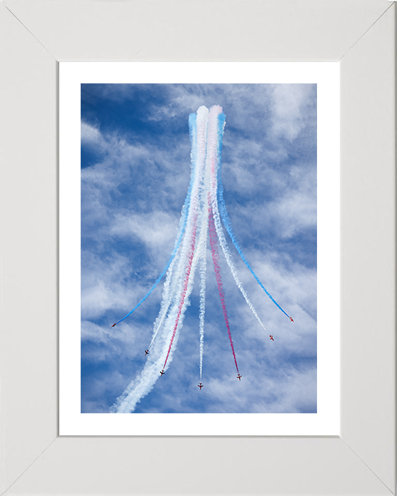 RAF Red Arrows displaying Photo Print - Royal Air Force Aircraft Hampshire Prints 10 x 8 White Frame Yes