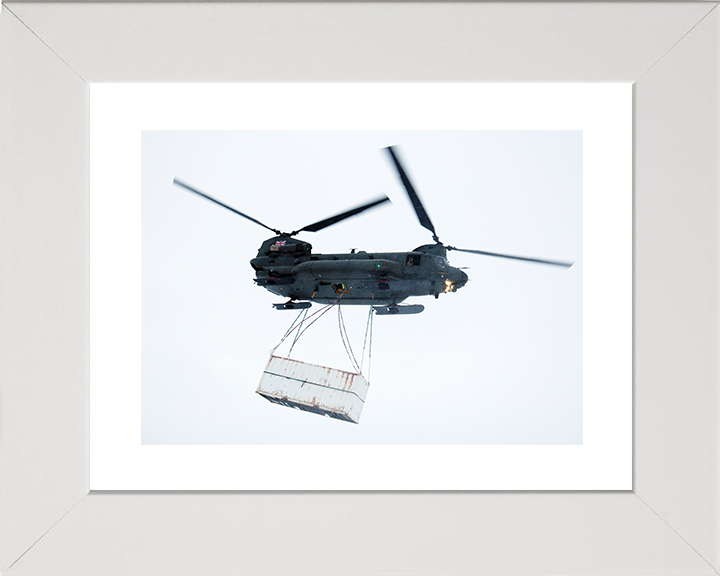 RAF Chinook Helicopter With Load Photo Print Royal Air Force Aircraft Wall Art Aviation Decor Posters, Prints, & Visual Artwork Hampshire Prints 10 x 8 White Frame Yes