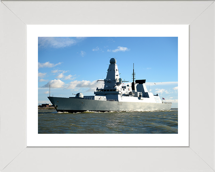 HMS Defender (D36) Royal Navy Type 45 Destroyer Enters Portsmouth 2014 Photo Print Wall Art Decor Posters, Prints, & Visual Artwork Hampshire Prints 10 x 8 White Frame Yes