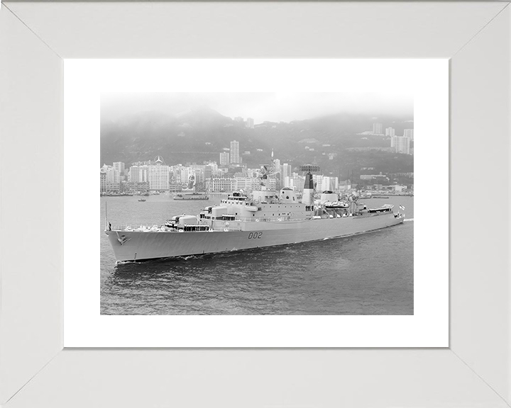 HMS Devonshire (D02) Royal Navy County Class Destroyer Leaving Harbour Photo Print Wall Art Decor Posters, Prints, & Visual Artwork Hampshire Prints 10 x 8 White Frame Yes