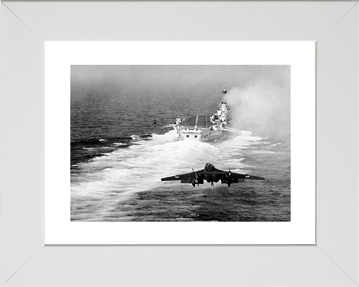 HMS Ark Royal (R09) Royal Navy Audacious Class Aircraft CarrierWith Sea Vixen Photo Print Wall Art Decor Posters, Prints, & Visual Artwork Hampshire Prints 10 x 8 White Frame Yes