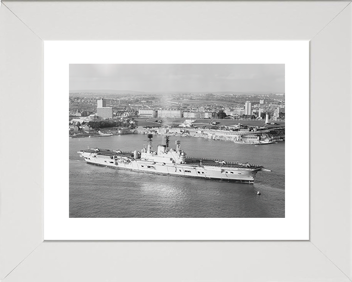 HMS Ark Royal (R09) Royal Navy Audacious Class Aircraft Carrier Plymouth Hoe 1975 Photo Print Wall Art Decor Posters, Prints, & Visual Artwork Hampshire Prints 10 x 8 White Frame Yes