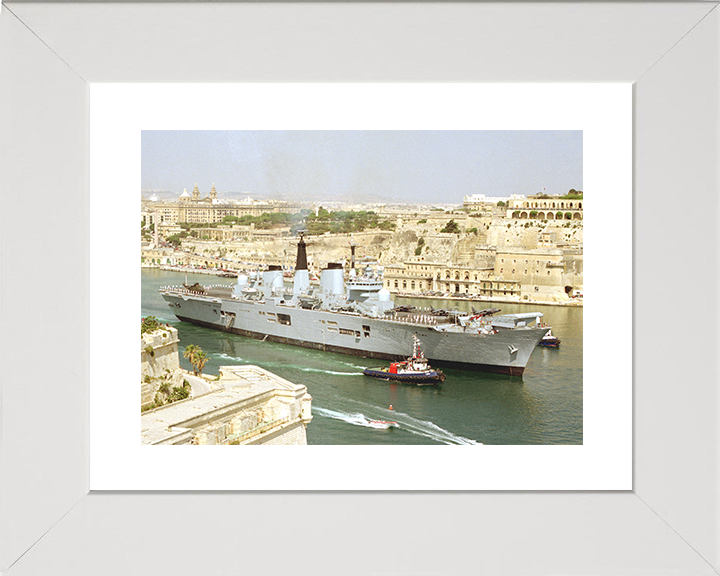 HMS Ark Royal (R07) Royal Navy Invincible Class Aircraft Carrier Malta 1994 Photo Print Wall Art Decor Posters, Prints, & Visual Artwork Hampshire Prints 10 x 8 White Frame Yes
