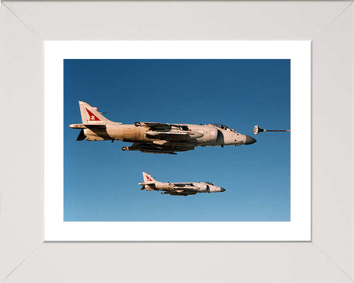 Harrier FA2 Jet Air to Air Refuelling Photo Print - Royal Navy Aircraft Posters, Prints, & Visual Artwork Hampshire Prints 10 x 8 White Frame Yes
