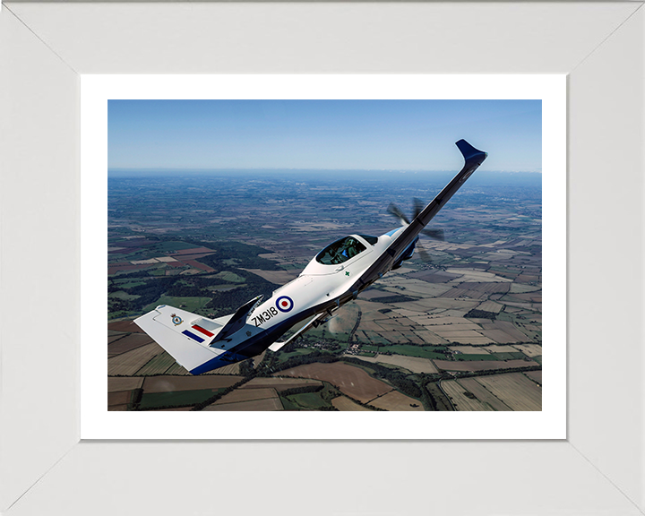 RAF Grob Prefect T1 in flight Photo Print - Royal Air Force Aircraft Hampshire Prints 10 x 8 White Frame Yes