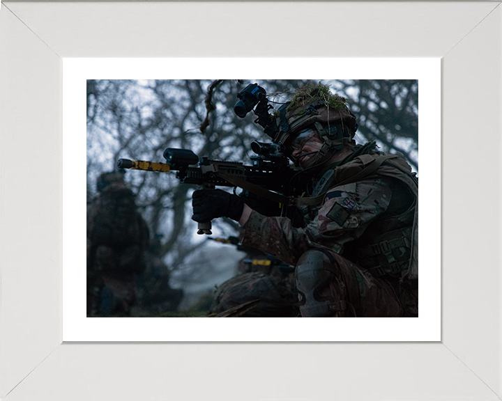 Female officer Cadet During an exercise Photo Print - British Army Hampshire Prints 10 x 8 White Frame Yes