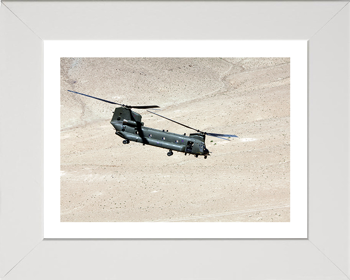 RAF Chinook Helicopter Afghanistan Photo Print - Royal Air Force Aircraft Hampshire Prints 10 x 8 White Frame Yes