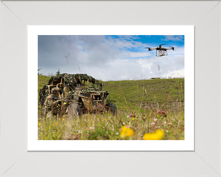 Royal Marines Commando with Malloy Aeronautics Drone Photo Print Hampshire Prints 10 x 8 White Frame Yes