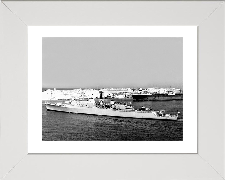 HMS Devonshire (D02) Photo Print - Departs Valletta 1966 - Royal Navy County Class Destroyer Posters, Prints, & Visual Artwork Hampshire Prints 10 x 8 White Frame Yes