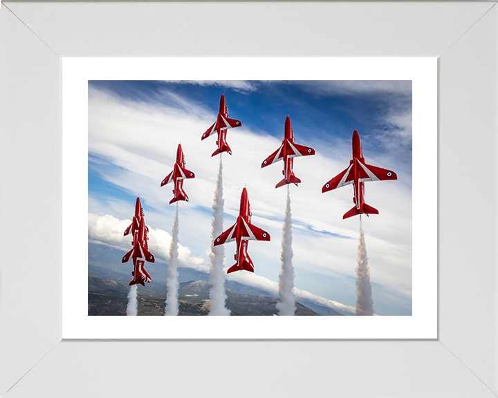 RAF Red Arrows Vertical Climb Closeup Photo Print - Royal Air Force Aircraft Hampshire Prints 10 x 8 White Frame Yes