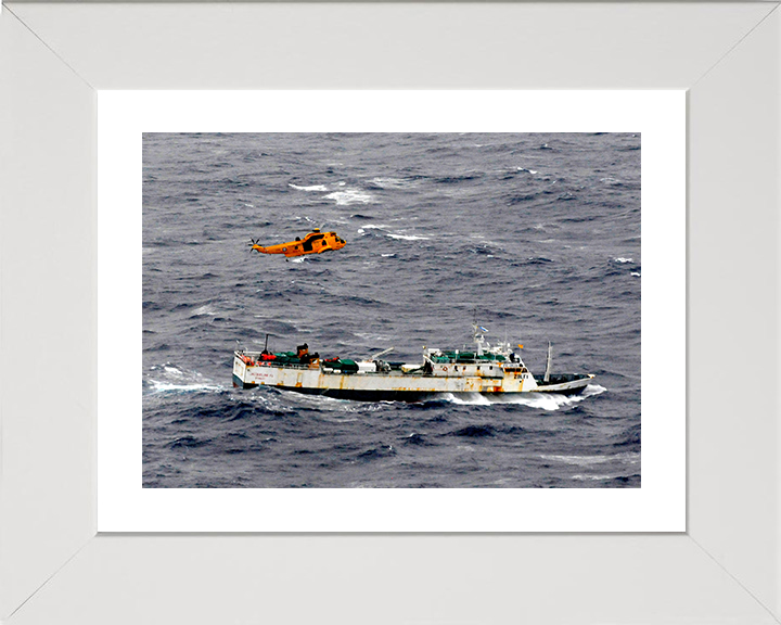 RAF (SAR) Sea King Helicopter Fisherman Rescue Photo Print - Royal Air Force Aircraft Posters, Prints, & Visual Artwork Hampshire Prints 10 x 8 White Frame Yes