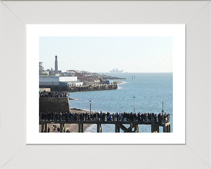 HMS Prince of Wales (R09) Photo Print - Southsea 2025 - Royal Navy Queen Elizabeth Class Aircraft Carrier Posters, Prints, & Visual Artwork Hampshire Prints 10 x 8 White Frame Yes