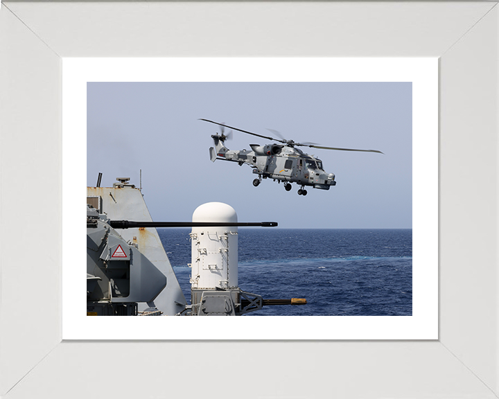Wildcat Helicopter With Phalanx Weapon System Photo Print - Royal Navy Aircraft Hampshire Prints 10 x 8 White Frame Yes