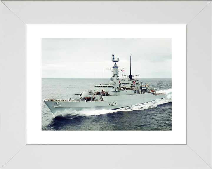 HMS Amazon (F169) Royal Navy Type 21 Frigate Underway Photo Print Wall Art Decor Posters, Prints, & Visual Artwork Hampshire Prints 10 x 8 White Frame Yes