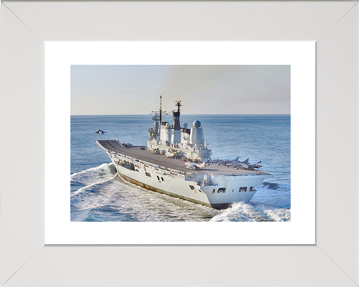 HMS Ark Royal (R07) Royal Navy Invincible Class Aircraft Carrier Takeoff Photo Print Wall Art Decor Posters, Prints, & Visual Artwork Hampshire Prints 10 x 8 White Frame Yes
