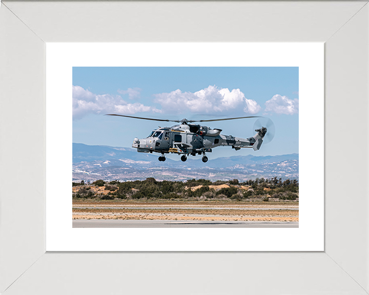 Royal Navy Wildcat helicopter at RAF Akrotiri Photo Print Wall Art Naval Aircraft Decor Posters, Prints, & Visual Artwork Hampshire Prints 10 x 8 White Frame Yes