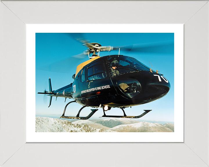 RAF Squirrel training helicopter over Wales Photo Print - Royal Air Force Aircraft Hampshire Prints 10 x 8 White Frame Yes