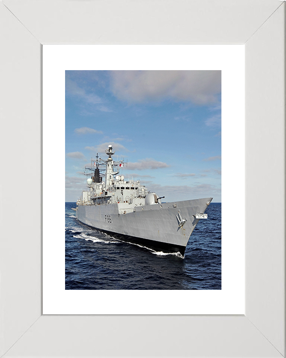 HMS Campbeltown (F86) Royal Navy Type 22 Frigate Starboard Bow View Photo Print Wall Art Decor Posters, Prints, & Visual Artwork Hampshire Prints 10 x 8 White Frame Yes