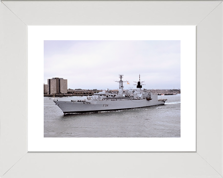 HMS Brave (F94) Royal Navy Type 22 Frigate Leaving Portsmouth Harbour Photo Print Wall Art Decor Posters, Prints, & Visual Artwork Hampshire Prints 10 x 8 White Frame Yes