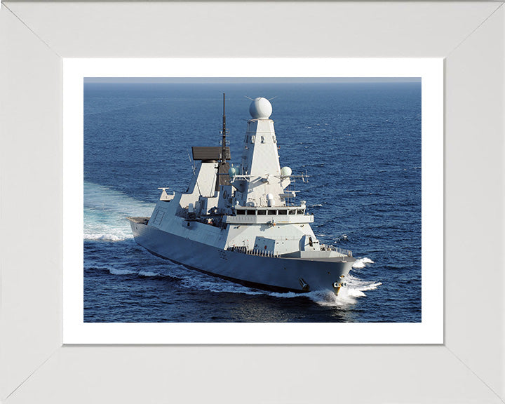 HMS Daring (D32) Photo Print - Starboard Bow View - Royal Navy Type 45 Destroyer Hampshire Prints 10 x 8 White Frame Yes
