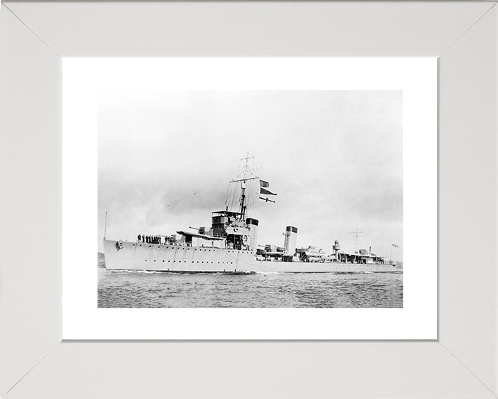 HMS Broke (D83) Royal Navy Thornycroft Type Flotilla Leader Port Side Photo Print Wall Art Decor Posters, Prints, & Visual Artwork Hampshire Prints 10 x 8 White Frame Yes