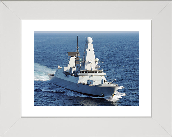 HMS Daring (D32) Royal Navy Type 45 Destroyer Starboard Bow View Photo Print Wall Art Decor Posters, Prints, & Visual Artwork Hampshire Prints 10 x 8 White Frame Yes