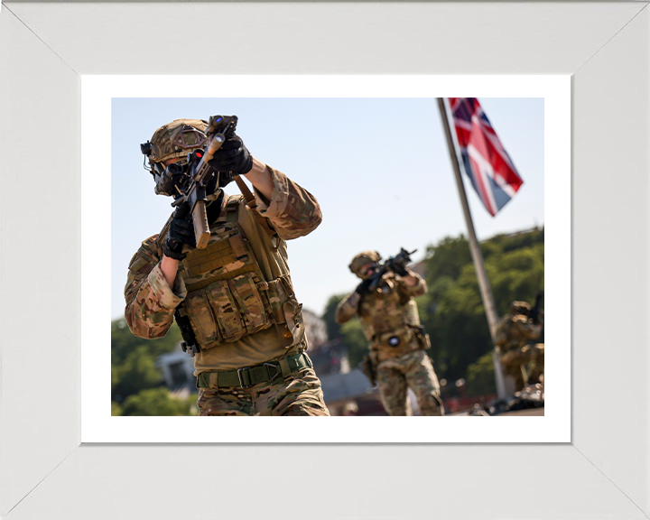 Royal Marines Commandos with Union Jack Photo Print Hampshire Prints 10 x 8 White Frame Yes