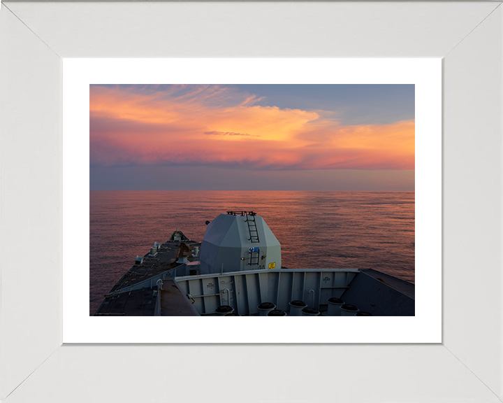 HMS Richmond (F239) Photo Print - At sunset 2025 - Royal Navy Type 23 Frigate Hampshire Prints 10 x 8 White Frame Yes