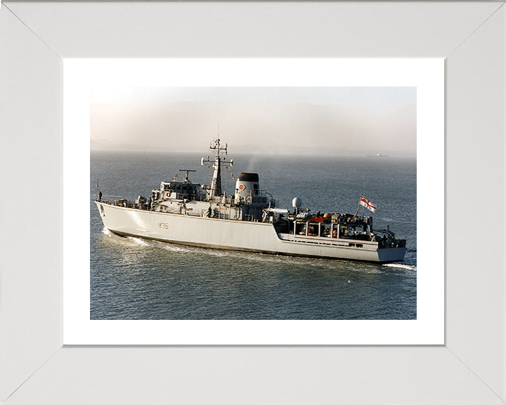 HMS Bicester (M36) Photo Print - Leaving Portsmouth 1997 - Royal Navy Hunt Class Mine Warfare Vessel