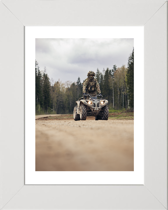 1 Mercian Soldier Riding a Quad bike Photo Print - British Army Hampshire Prints 10 x 8 White Frame Yes