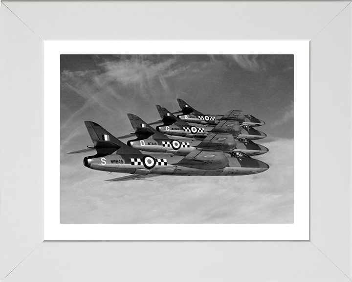 Four RAF Hawker Hunters in Formation Photo Print - Royal Air Force Aircraft Hampshire Prints 10 x 8 White Frame Yes