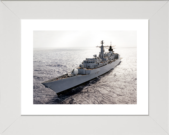 HMS Chatham (F87) Royal Navy Type 22 Frigate Port Bow View at Sunset Photo Print Wall Art Decor Posters, Prints, & Visual Artwork Hampshire Prints 10 x 8 White Frame Yes