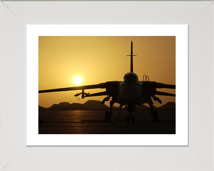 RAF Tornado F3 Silhouette at Sunset Photo Print - Royal Air Force Aircraft Posters, Prints, & Visual Artwork Hampshire Prints 10 x 8 White Frame Yes