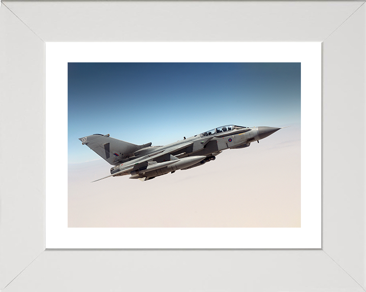 RAF Tornado GR4 Jet on patrol over the Middle East Photo Print - Royal Air Force Aircraft Posters, Prints, & Visual Artwork Hampshire Prints 10 x 8 White Frame Yes