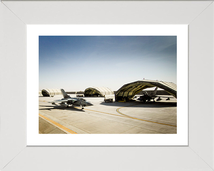 RAF Tornado GR4 Jet at Kandahar airfield in Afghanistan Photo Print - Royal Air Force Aircraft Posters, Prints, & Visual Artwork Hampshire Prints 10 x 8 White Frame Yes