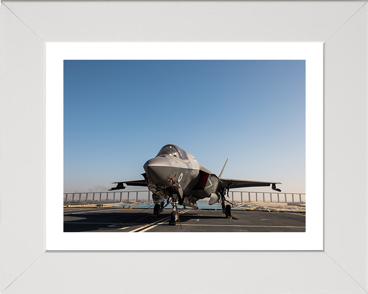 F-35B Lighting jet on HMS Prince of Wales 2025 Photo Print - Royal Navy Aircraft Hampshire Prints 10 x 8 White Frame Yes