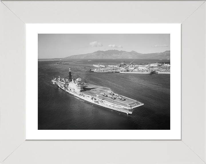 HMS Hermes (R12) Photo Print - Philippines 1961 - Royal Navy Centaur Class Aircraft Carrier Hampshire Prints 10 x 8 White Frame Yes