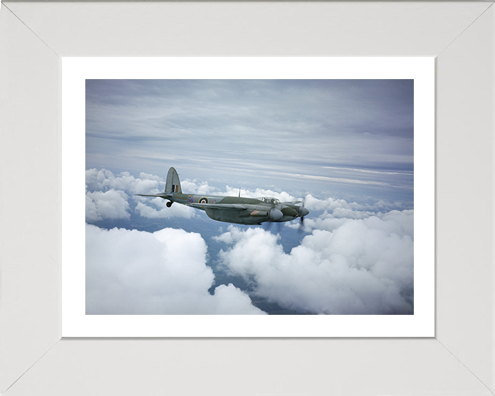 RAF De Havilland Mosquito IIF in flight Photo Print - Royal Air Force Aircraft Hampshire Prints 10 x 8 White Frame Yes