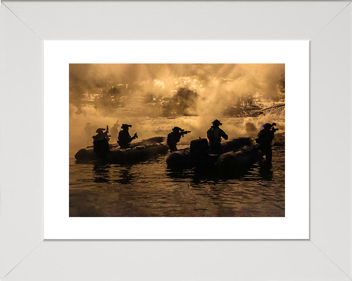 Royal Marines beach assault at Night live firing Photo Print 30 Commando Wall Art Military Decor UK Posters, Prints, & Visual Artwork Hampshire Prints 10 x 8 White Frame Yes