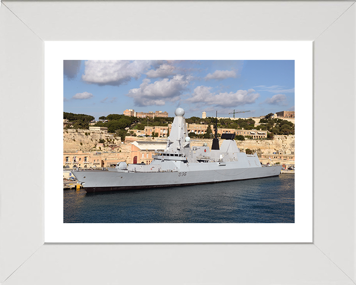 HMS Defender (D36) Photo Print - Valletta 2014 - Royal Navy Type 45 Destroyer Posters, Prints, & Visual Artwork Hampshire Prints 10 x 8 White Frame Yes