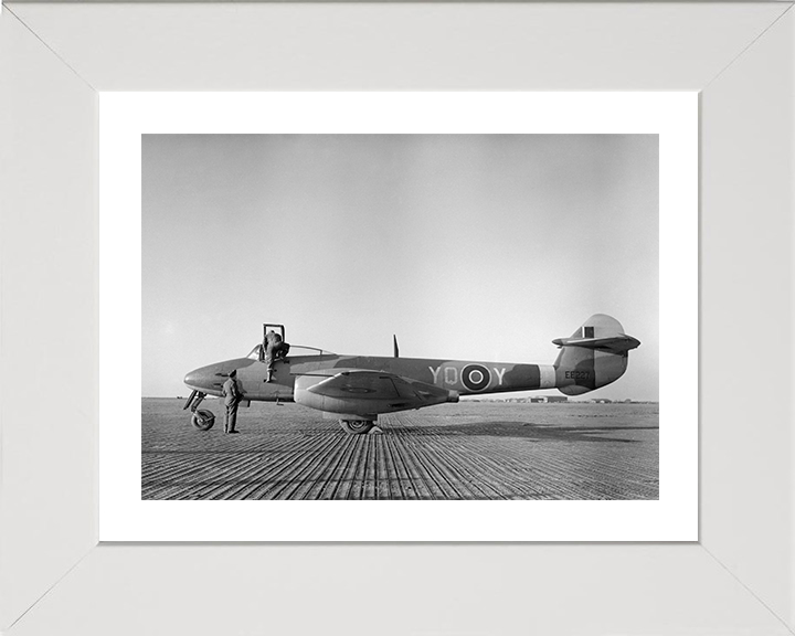 RAF Gloster Meteor Mark I on the ground Photo Print - Royal Air Force Aircraft Hampshire Prints 10 x 8 White Frame Yes